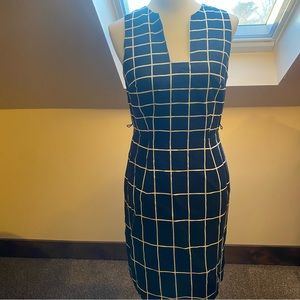 Mixt by Heidi Weisel Windowpane Dress Plaid Checked Preppy 10 Square Neck